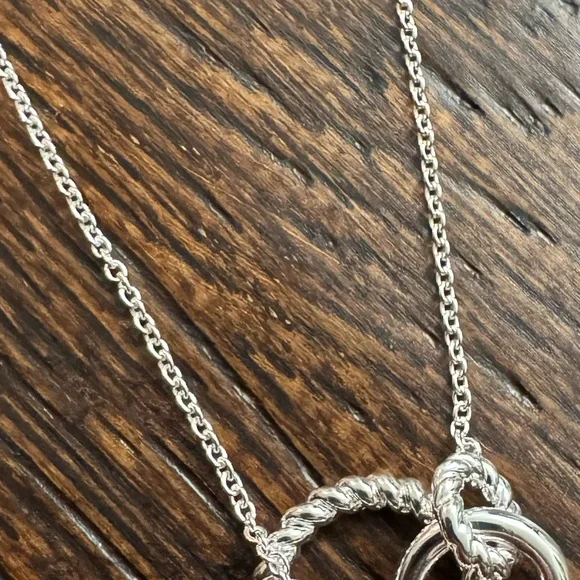 NEW IN BOX Elegant Silver Interlocking Circles Necklace - Picture 4 of 15